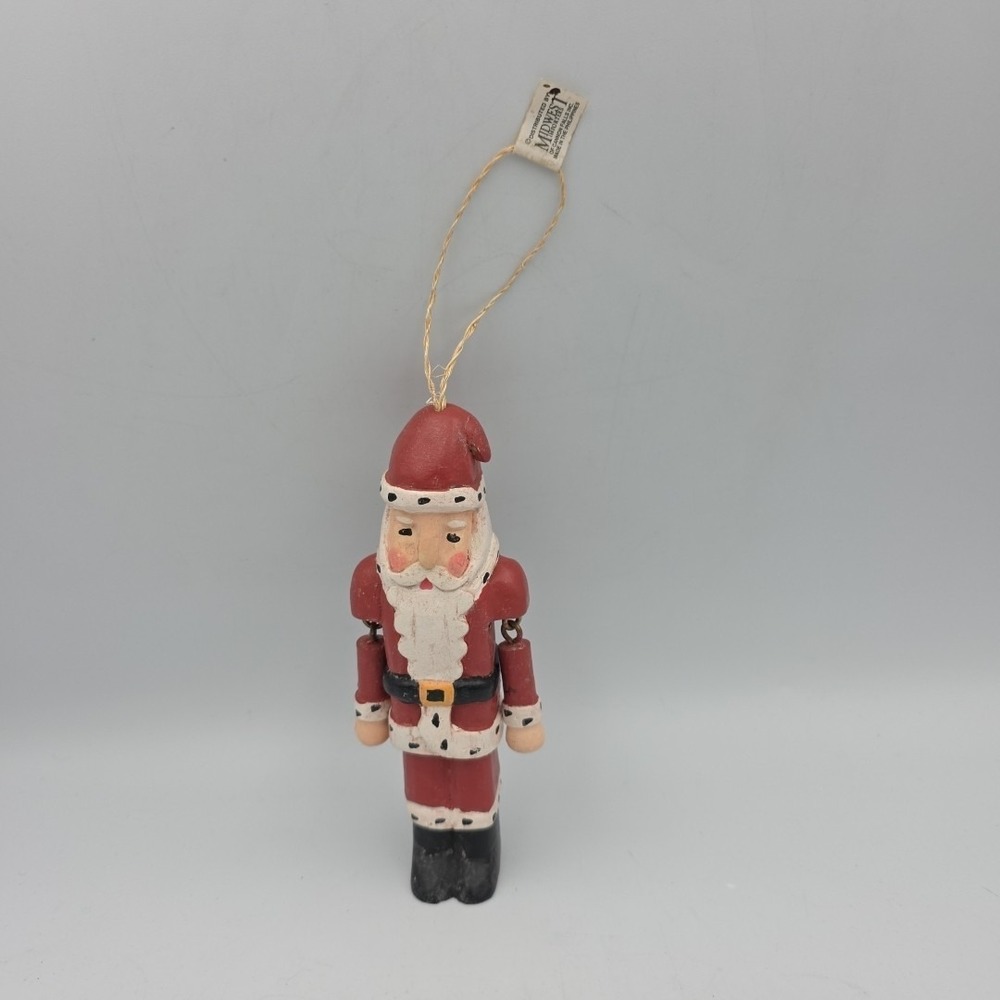 Vintage Midwest Importers Wooden Santa Claus Figurine Ornament Saint Nicholas